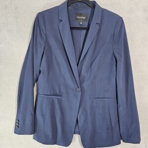 Banana Republic Womens Long Lean Blazer Jacket Navy Blue Pockets Office Size 8